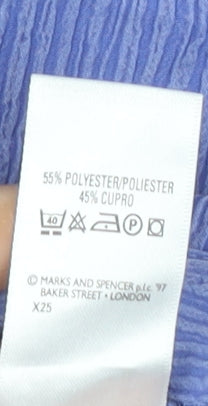 Marks & Spencer Women's Blue Size 12 Long Sleeve Button-Up Shirt