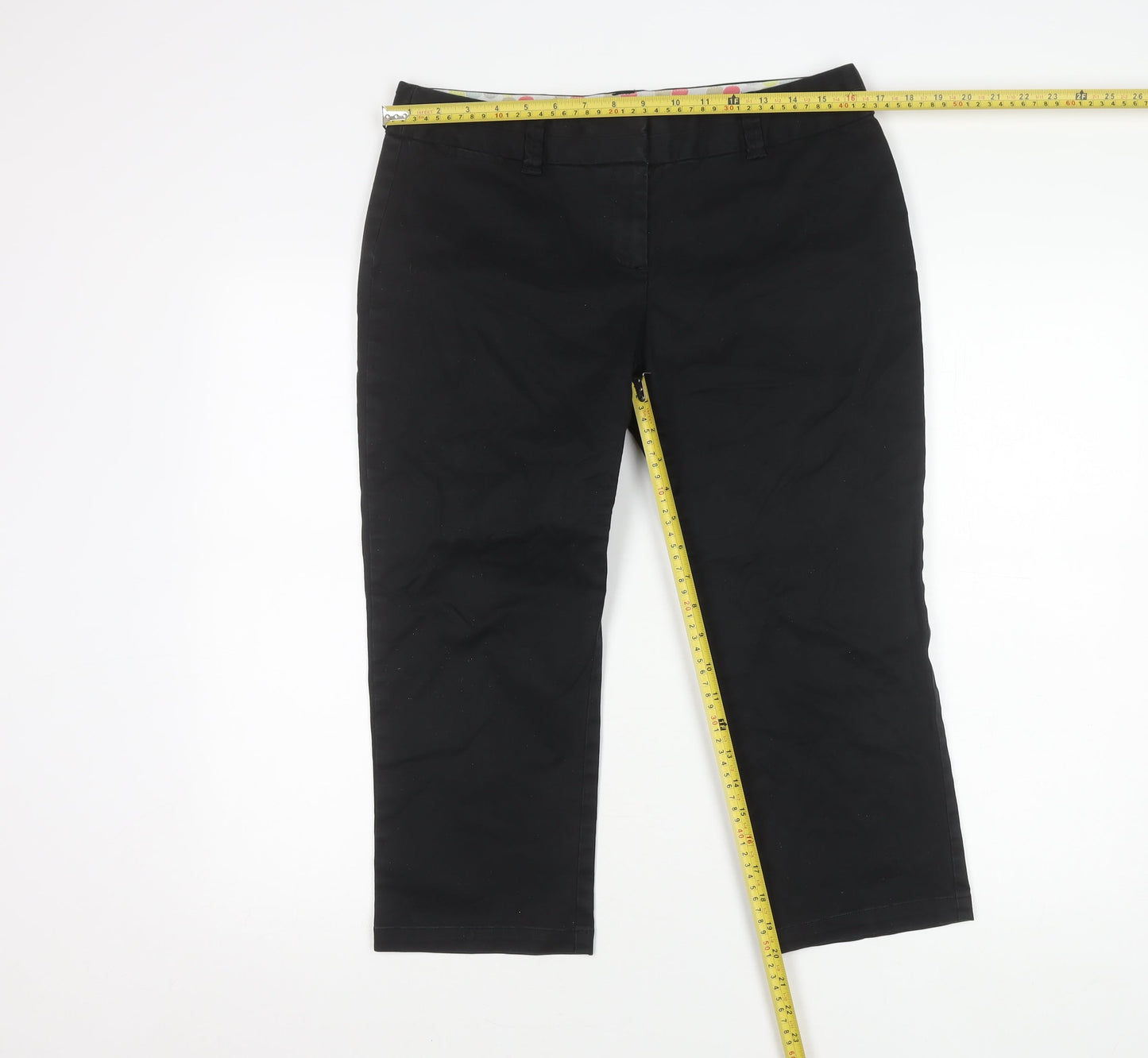 Boden Women Black Size 12 Plus Capri Straight Twill Trousers