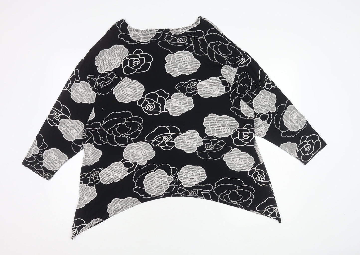 Saloos Womens Black Floral Tunic Blouse Size 18 Viscose Stretch