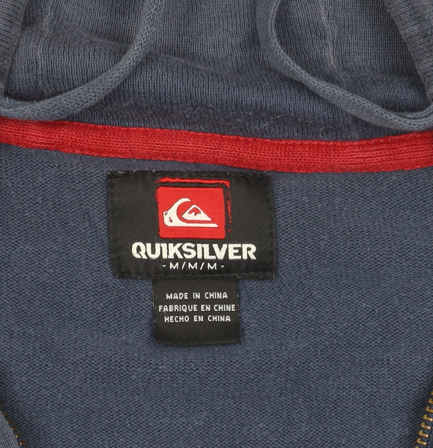 Quiksilver Men's Blue Striped Cotton Hooded Zip Jacket M