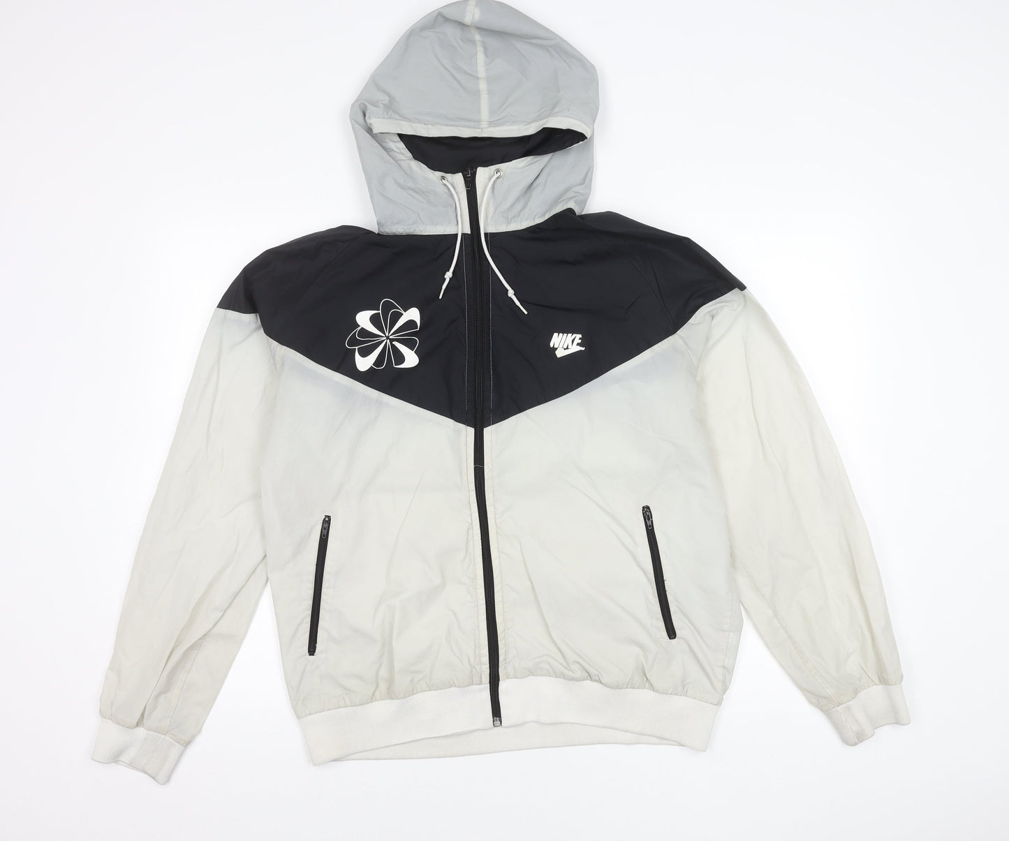 Nike Womens Black/Grey L Hooded Windbreaker Jacket