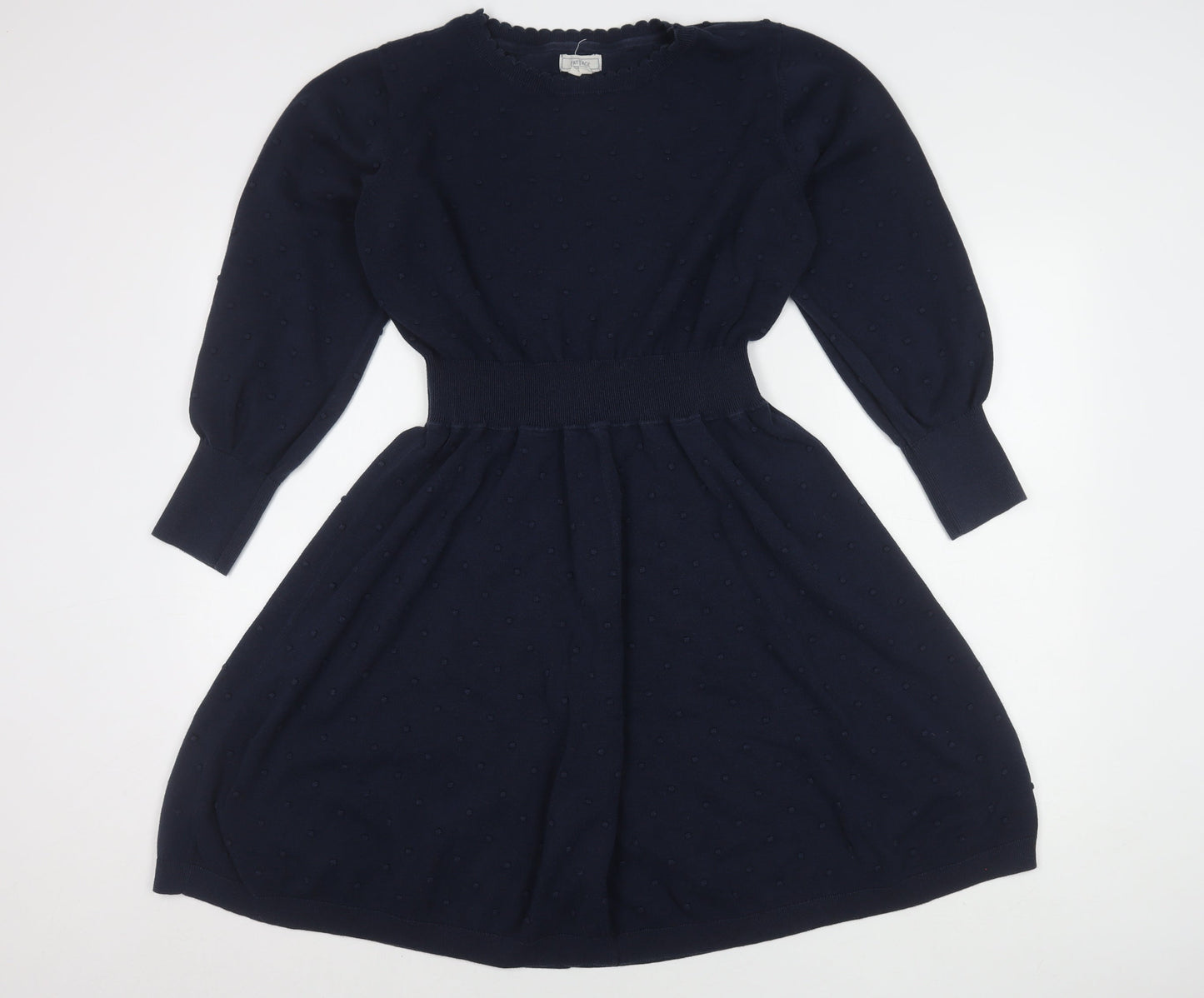 Fat Face Women's Blue Size 18 Knit Fit & Flare Long Sleeve Dress