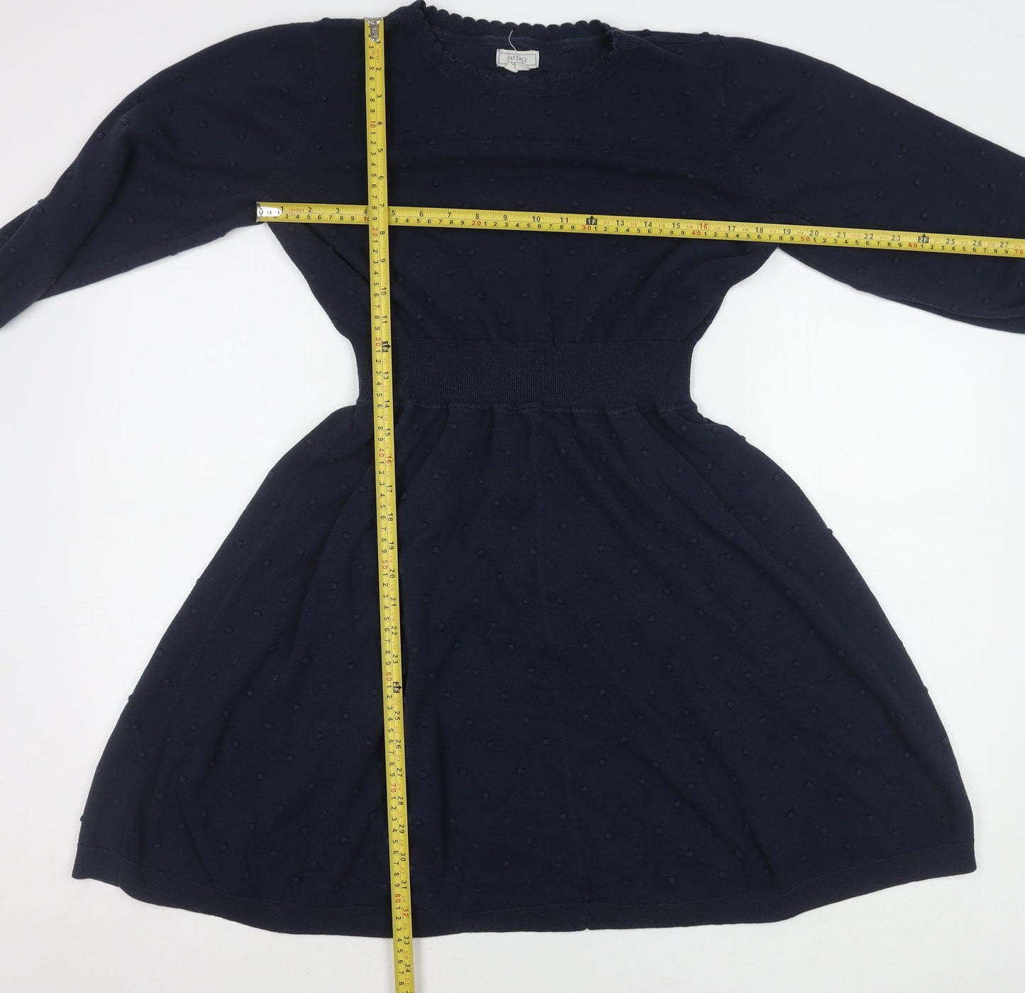 Fat Face Women's Blue Size 18 Knit Fit & Flare Long Sleeve Dress