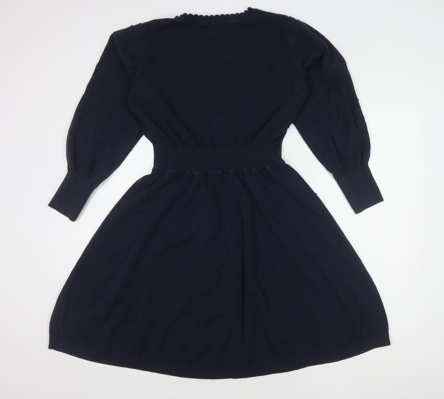 Fat Face Women's Blue Size 18 Knit Fit & Flare Long Sleeve Dress
