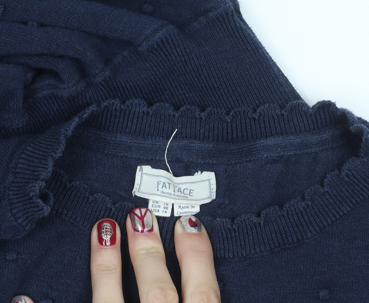 Fat Face Women's Blue Size 18 Knit Fit & Flare Long Sleeve Dress