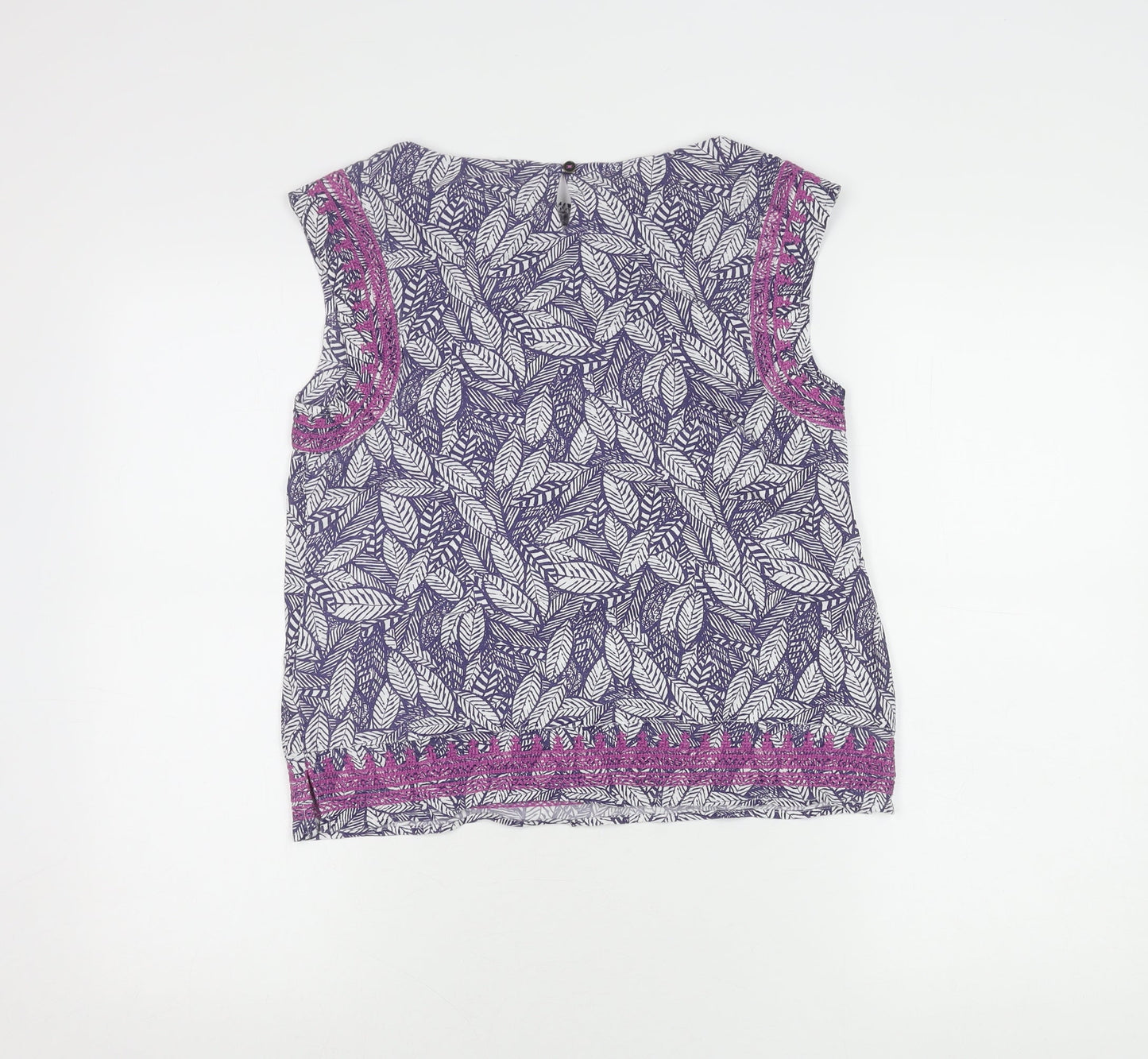 White Stuff Womens Multicoloured Leaf Print Sleeveless Blouse Size 8