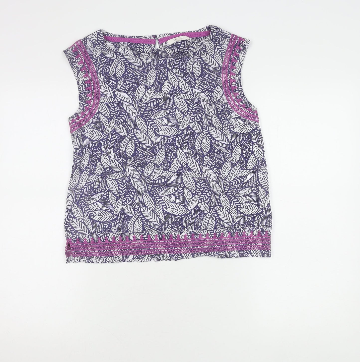White Stuff Womens Multicoloured Leaf Print Sleeveless Blouse Size 8