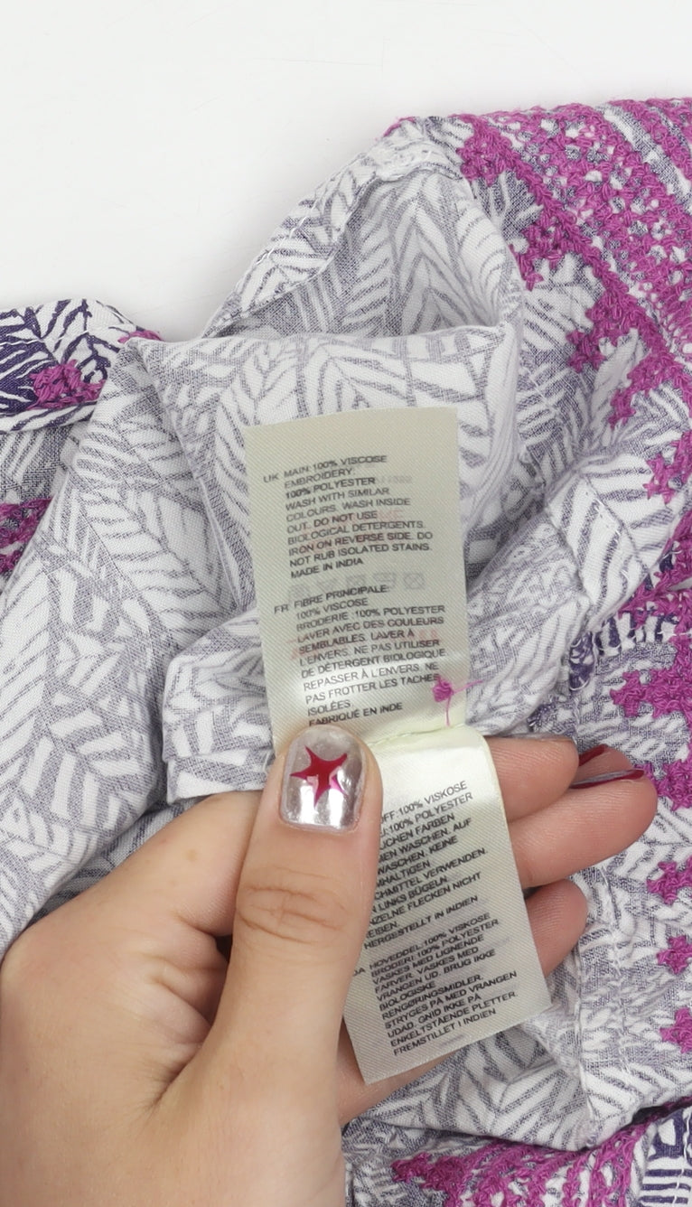 White Stuff Womens Multicoloured Leaf Print Sleeveless Blouse Size 8