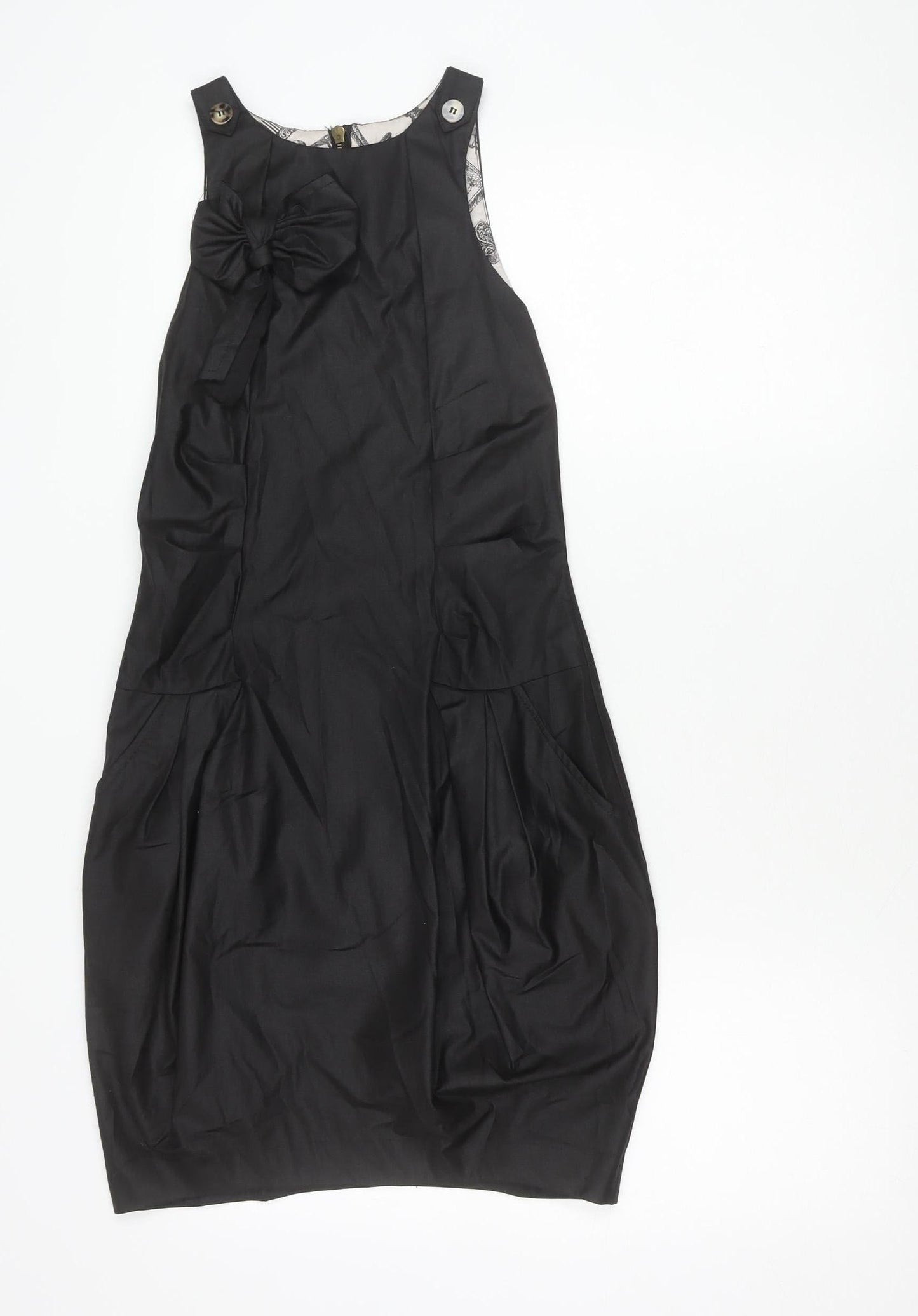 River Island Women's Black Size 6 Sleeveless Shift Bow Dress