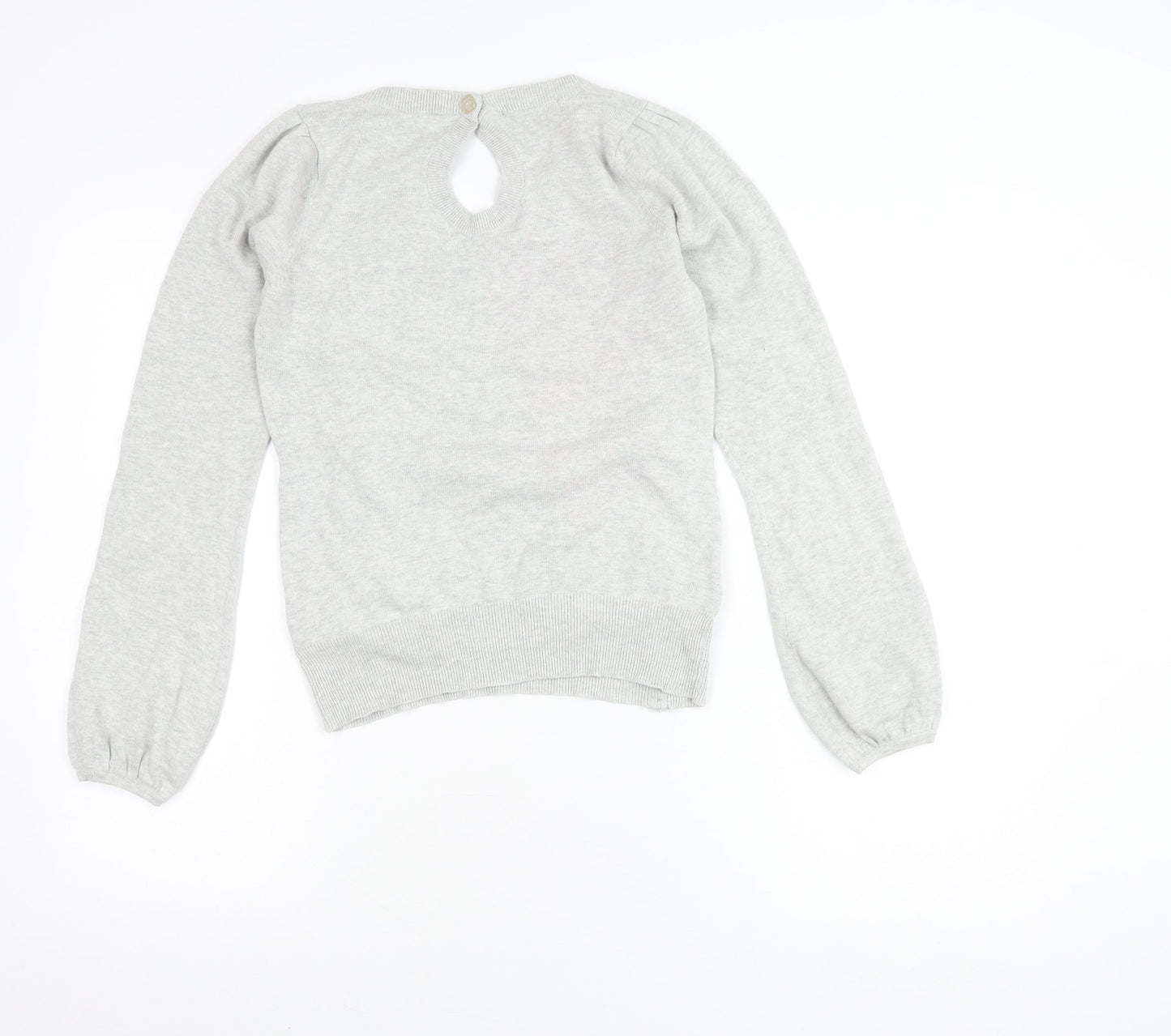 SoulCal Women's Grey V-Neck Pullover Jumper Size 10 Puff Sleeve