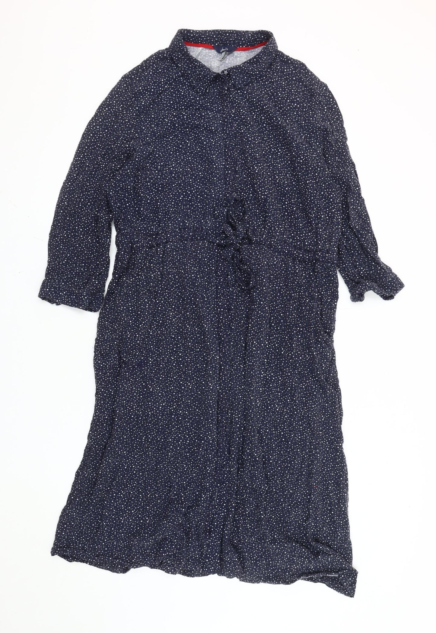 Joules Women's Blue Polka Dot Collared Shirt Dress Size 18