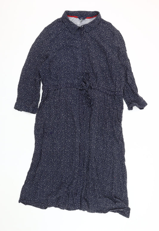 Joules Women's Blue Polka Dot Collared Shirt Dress Size 18