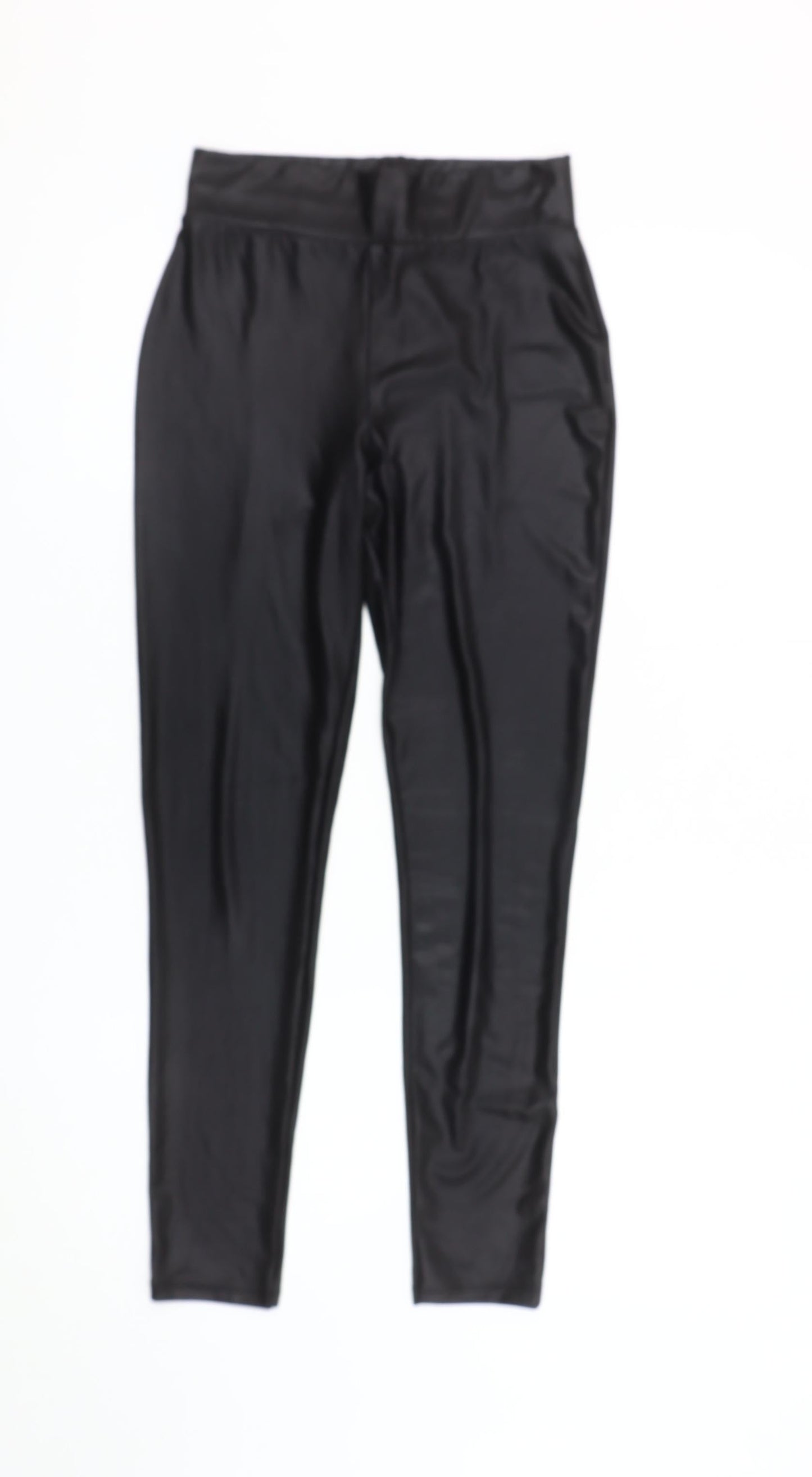 Lipsy Women’s Black Slim Fit Satin Look Leggings Size 8