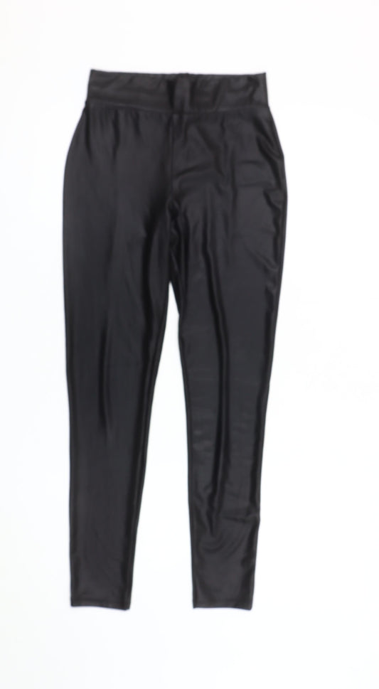 Lipsy Women’s Black Slim Fit Satin Look Leggings Size 8