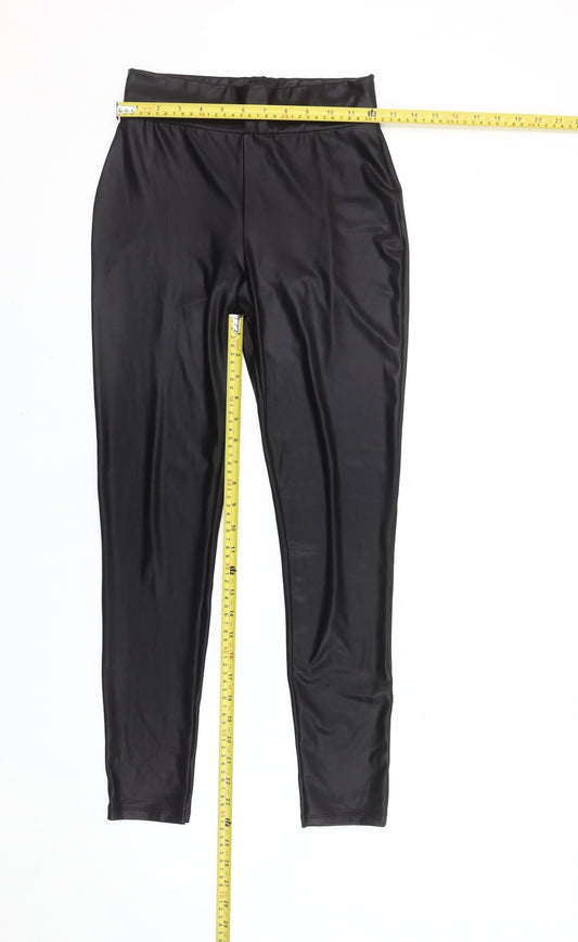 Lipsy Women’s Black Slim Fit Satin Look Leggings Size 8