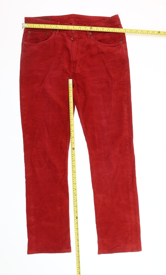 Polo Ralph Lauren Men's Red Corduroy Regular Fit Trousers 32W 34L