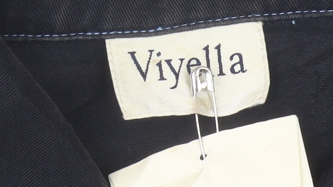 Viyella Women's Black Cotton Mid-Length Jacket UK 10