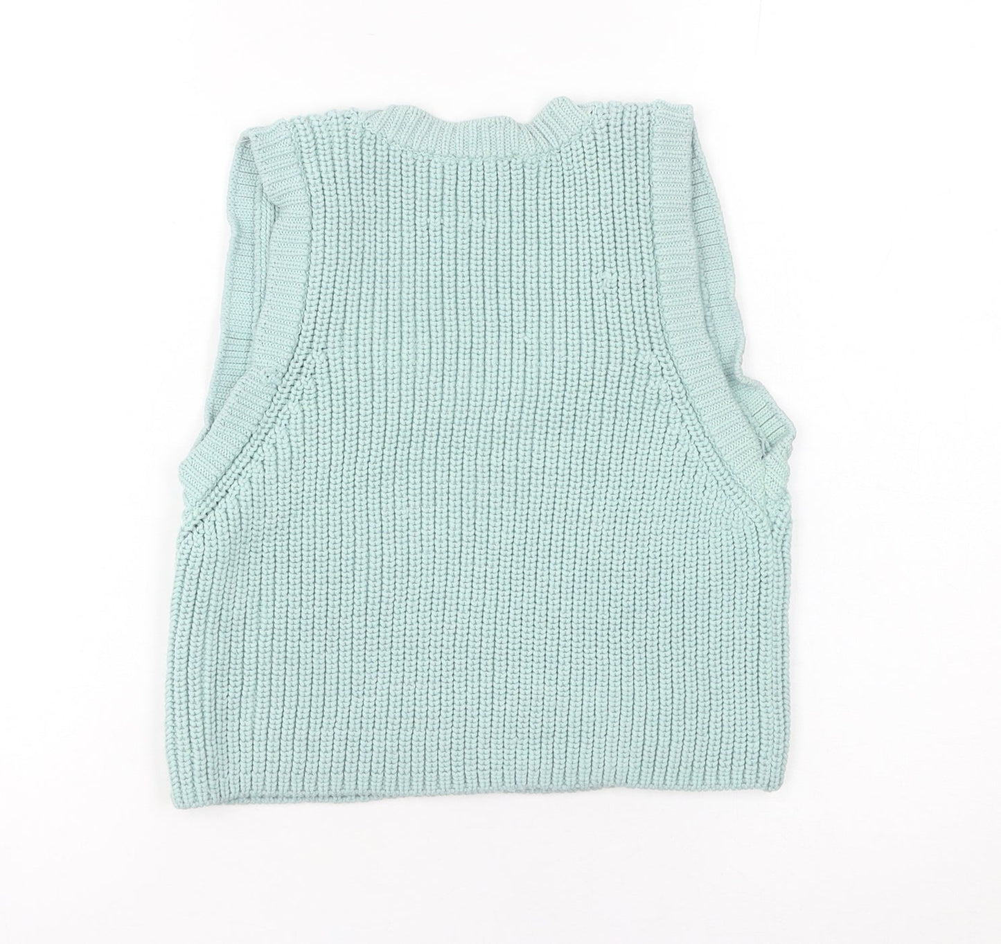 Zara Women’s Green Chunky-Knit Sleeveless Vest Size S Cotton