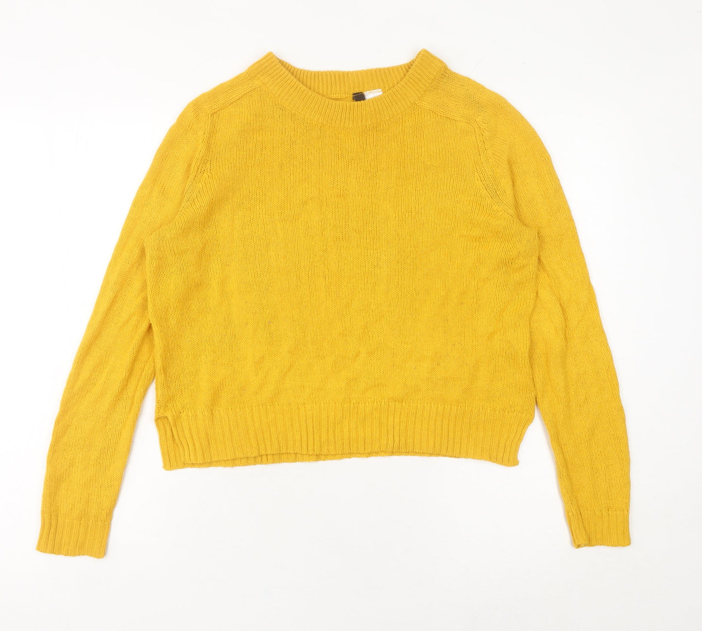 H&M Women’s Yellow Crew Neck Pullover Jumper Size 8