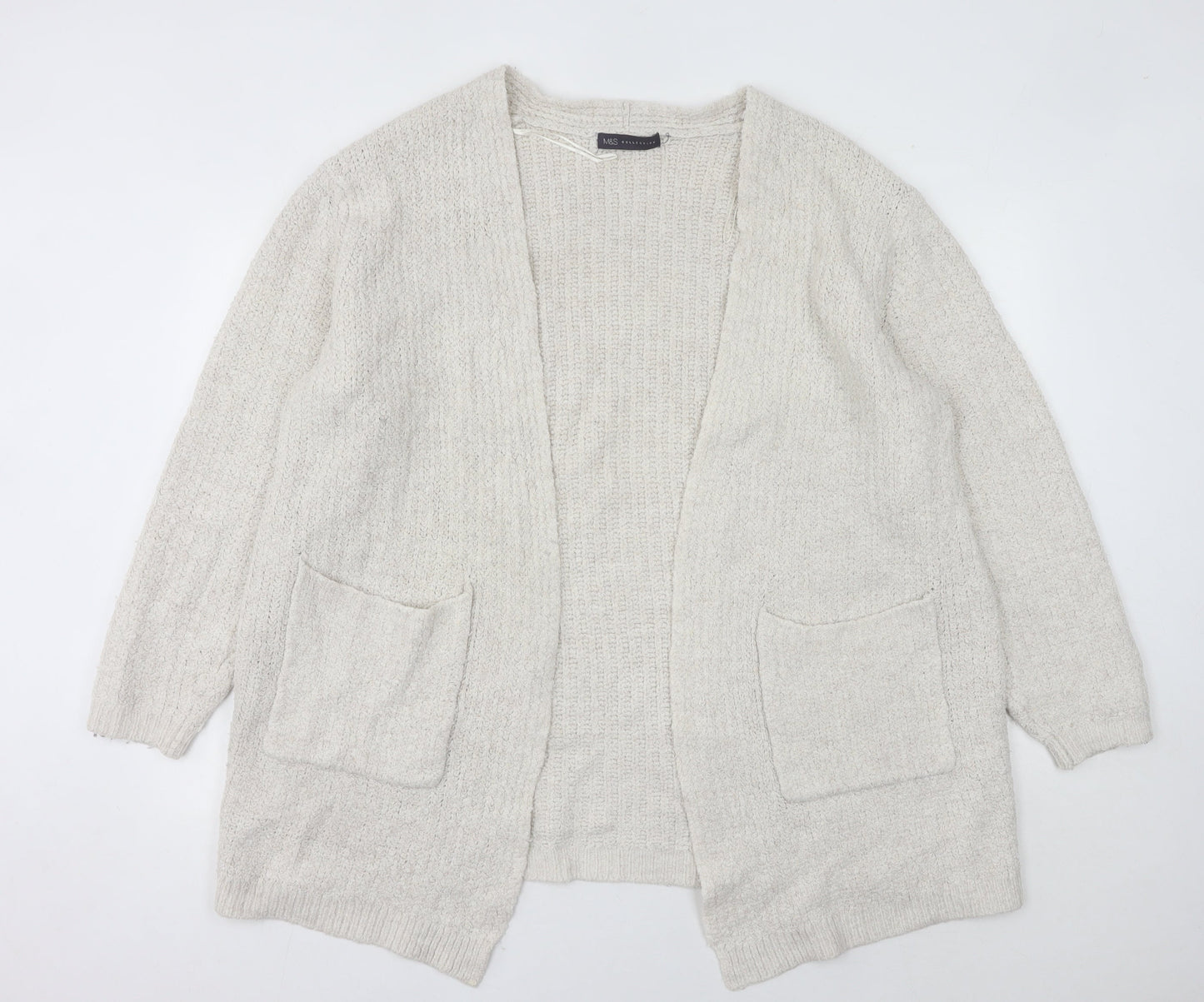 Marks and Spencer Women’s Beige L Chunky Knit Long Sleeve Cardigan