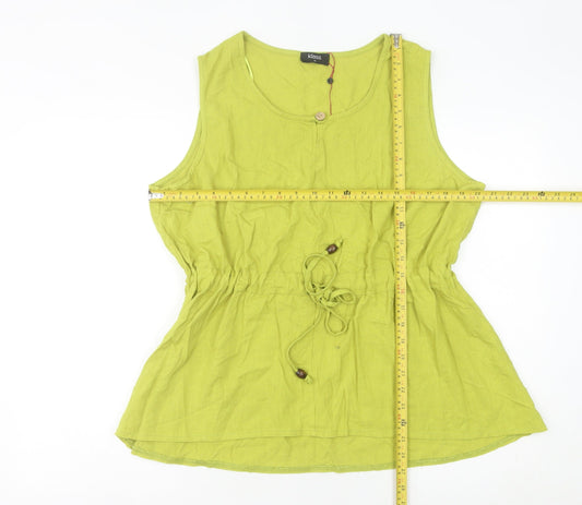Klass Women’s Green Linen Blend Sleeveless Tunic Blouse XL