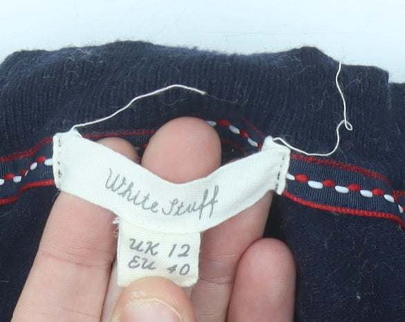 White Stuff Women's Blue Cotton Crew Neck Jumper Size 12
