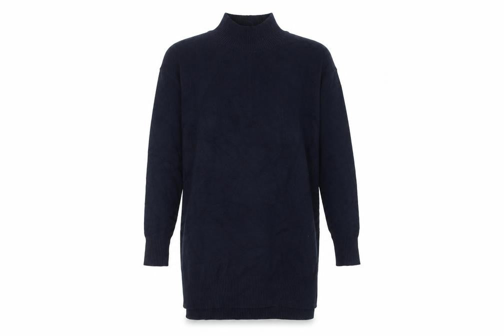 Marks and Spencer Women's Blue Small Mock Neck Long Sleeve Tunic Jumper