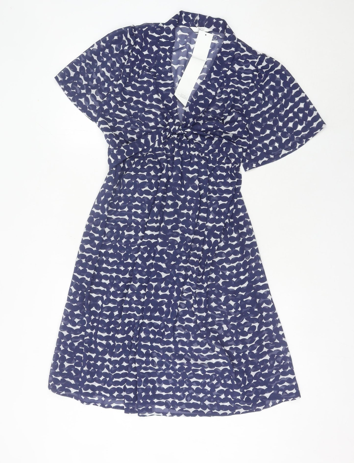Marks and Spencer Women’s Blue Geometric A-Line Knee Length Dress UK 8