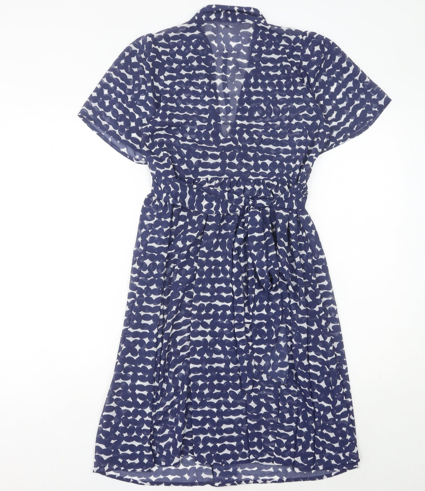 Marks and Spencer Women’s Blue Geometric A-Line Knee Length Dress UK 8