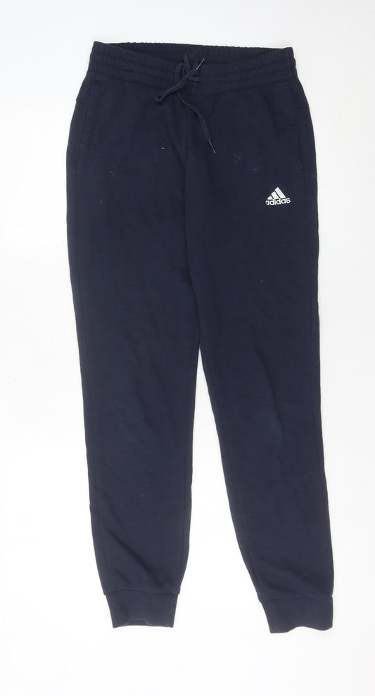 Adidas Womens Blue Jogger Trousers Size 8-10 Cotton Blend Logo