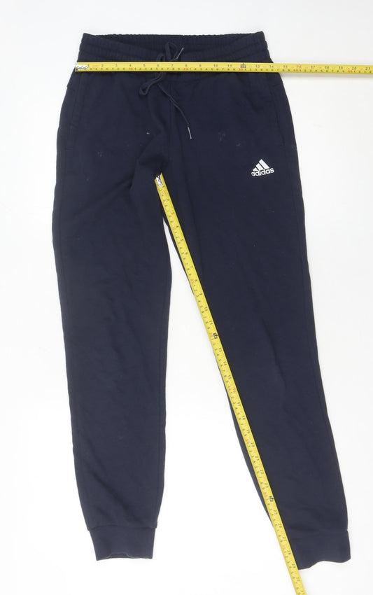 Adidas Womens Blue Jogger Trousers Size 8-10 Cotton Blend Logo
