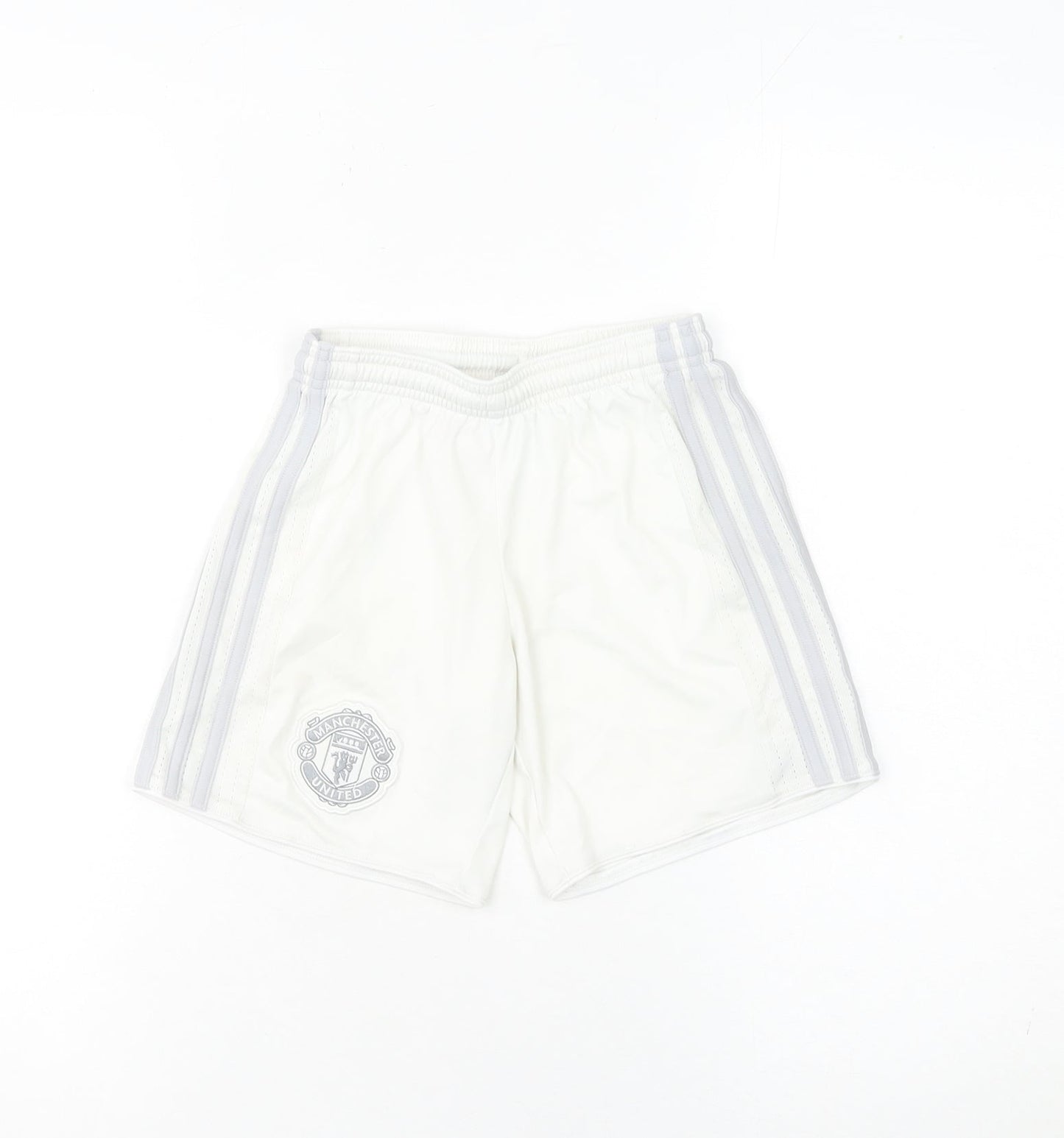 Adidas Boys White Manchester United Athletic Football Shorts 7-8Y