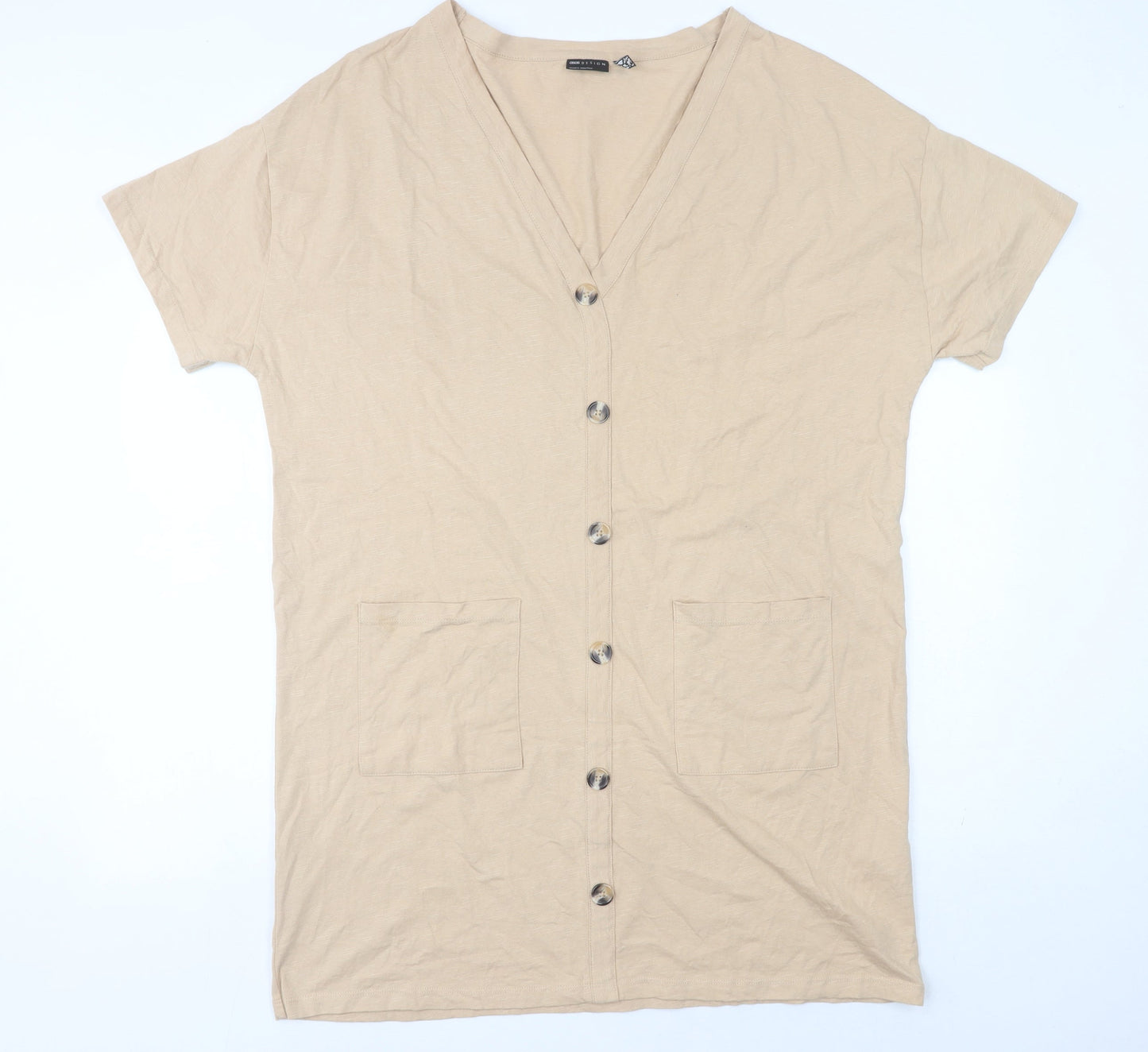 ASOS DESIGN Women’s Beige Cotton Knee Length Shirt Dress Size 16