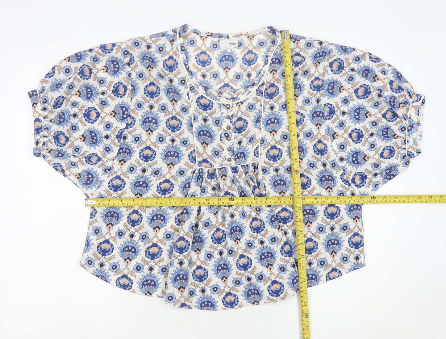 Next Women’s Multicoloured Floral Chiffon Tunic Blouse Size 12