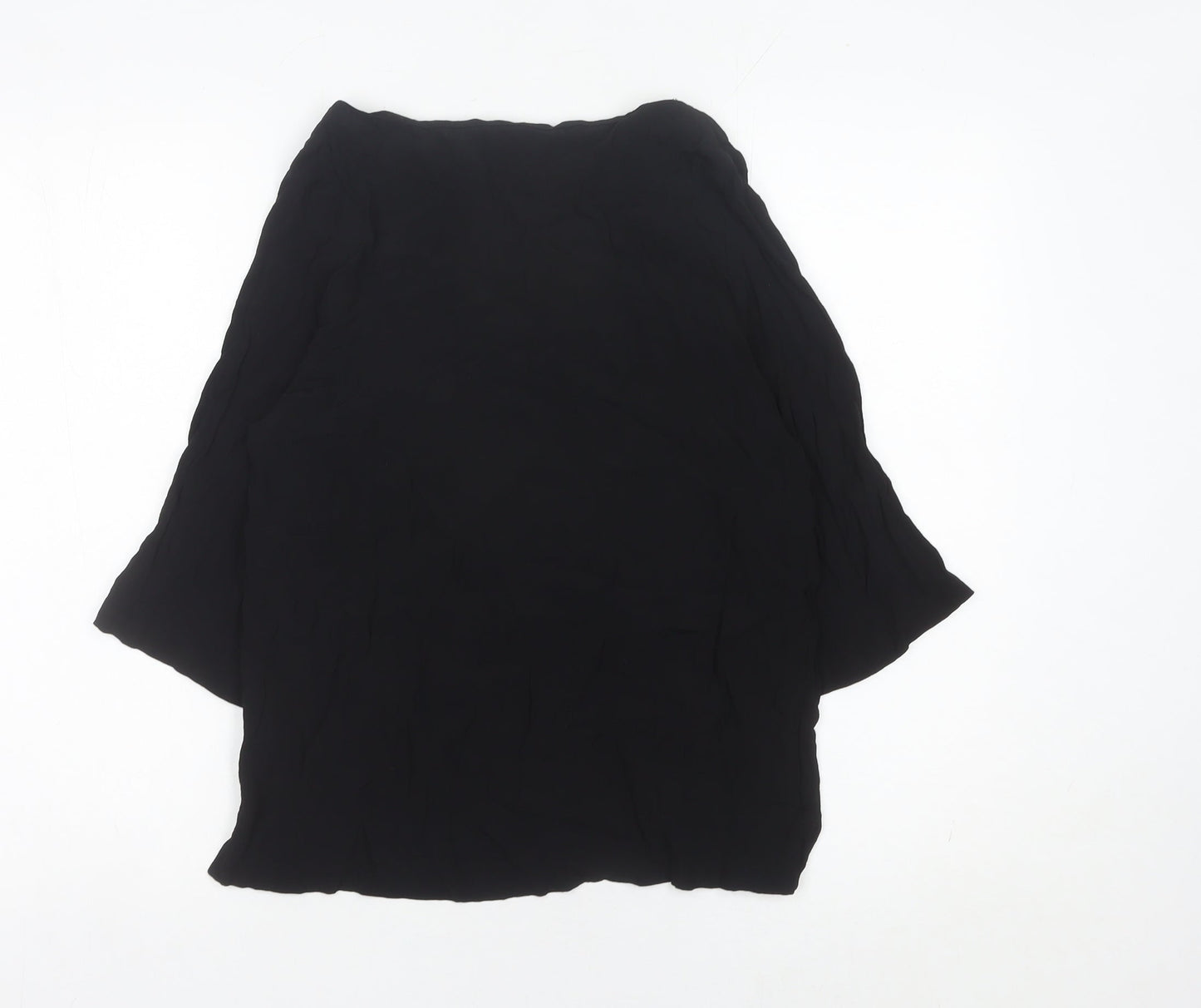 H&M Women’s Black Tunic Blouse Size 6 Boat Neck 3/4 Sleeve Viscose