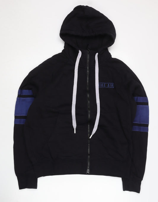 Nike Men’s Black Full Zip Hoodie M Logo Knit Cotton Blend