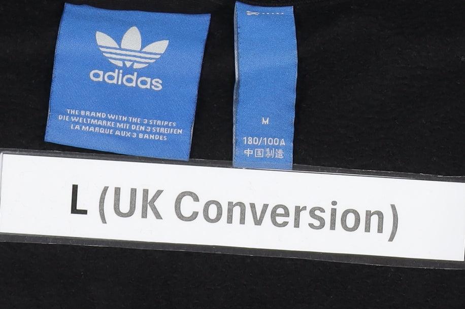 Adidas Men’s Black Full Zip Hoodie L Sports Graphic Cotton Blend