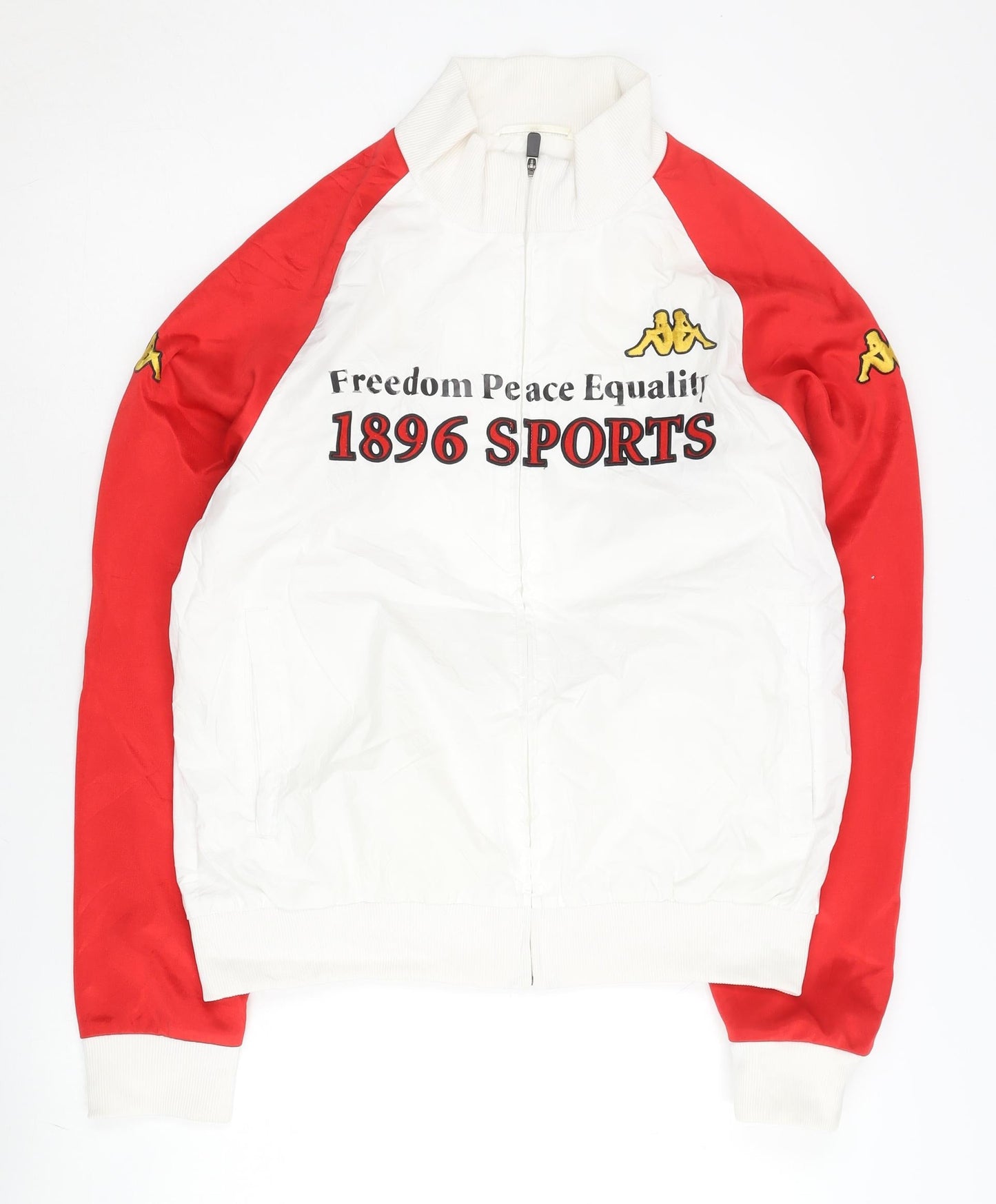 Kappa Men's White & Red Track Jacket M Sportswear Full Zip Spring