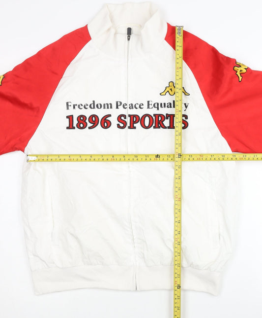 Kappa Men's White & Red Track Jacket M Sportswear Full Zip Spring