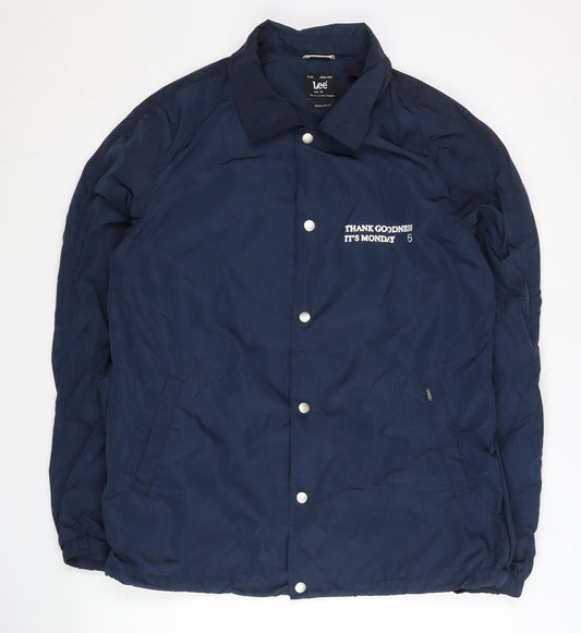 Lee Unisex Blue XL Regular Fit Basic Jacket with Logo