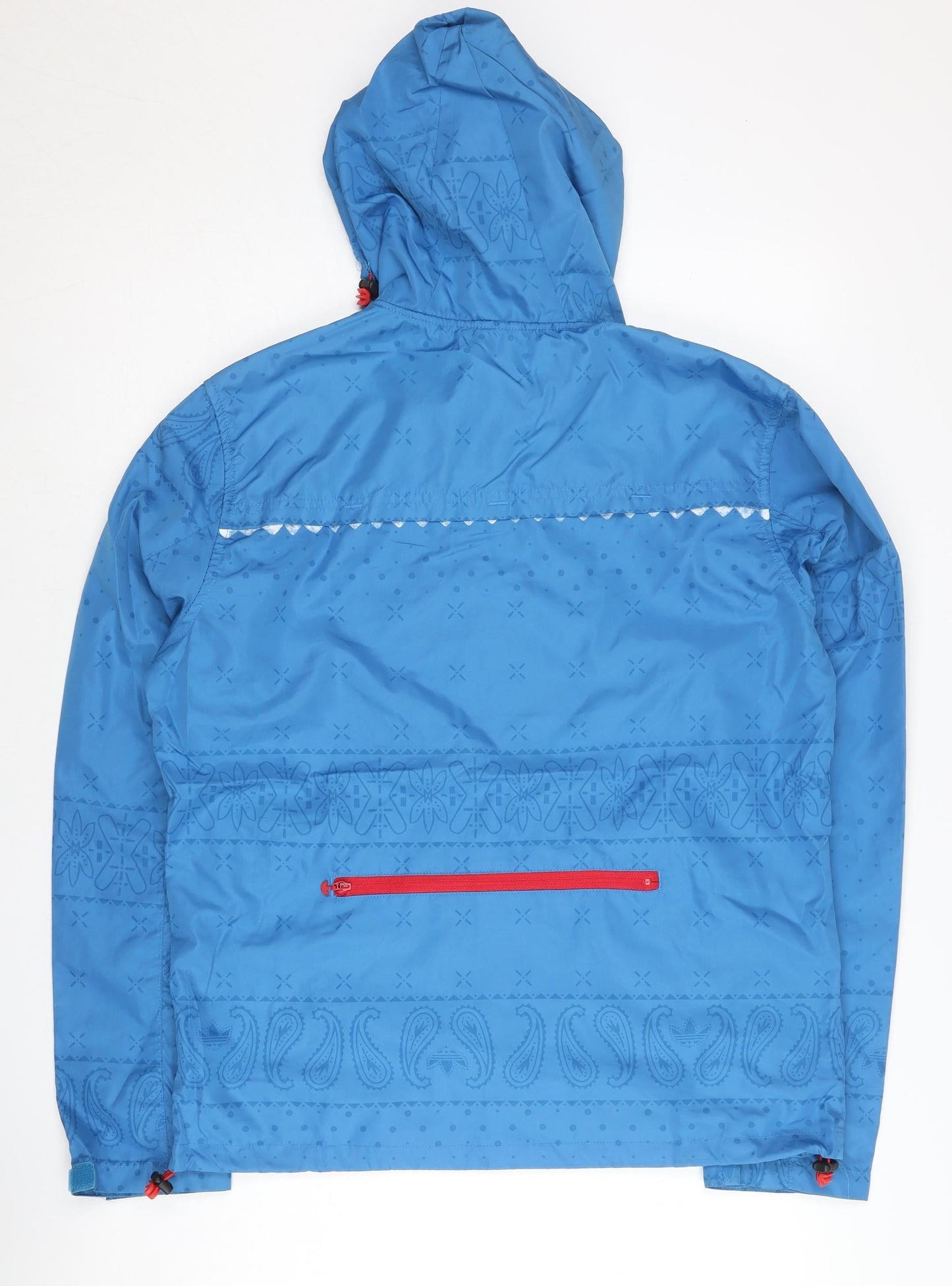 adidas Men's Blue S Paisley Windbreaker Jacket Lightweight Hooded