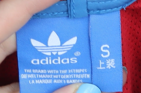 adidas Men's Blue S Paisley Windbreaker Jacket Lightweight Hooded