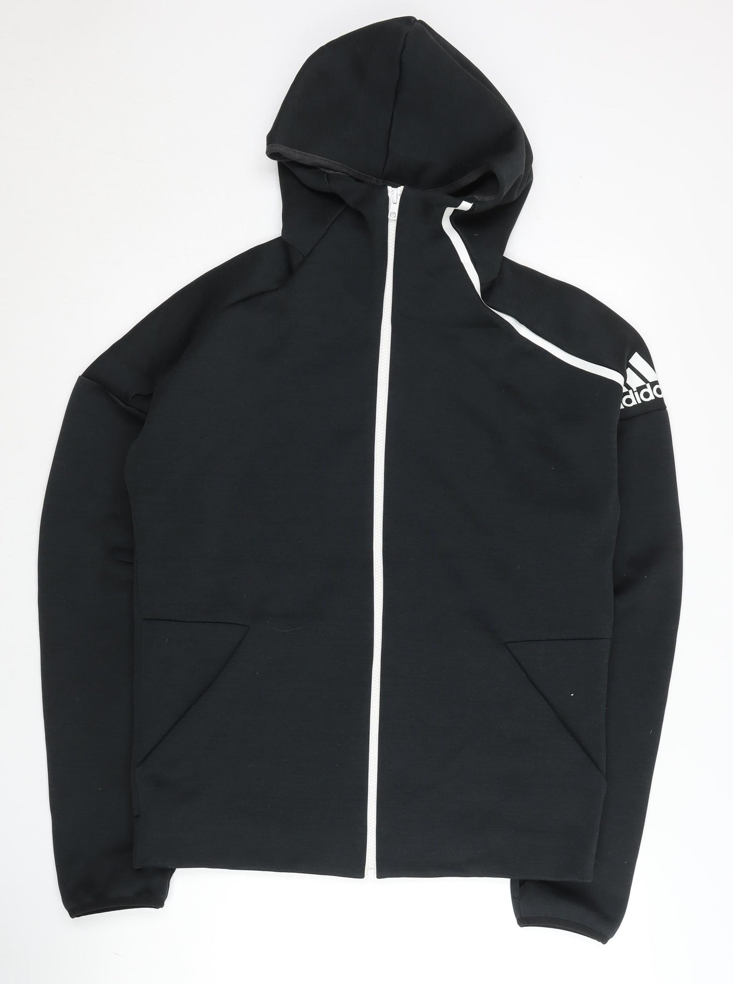 Adidas Men's Black Full Zip Hoodie M High Neck Logo Sportswear