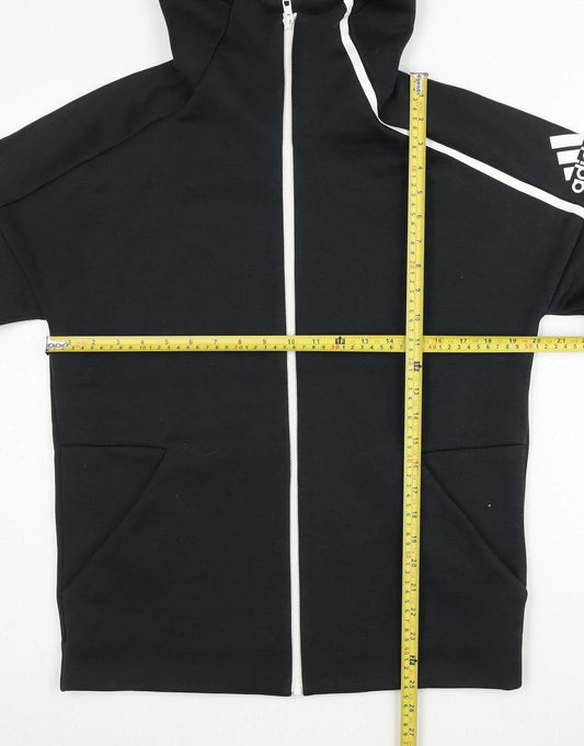 Adidas Men's Black Full Zip Hoodie M High Neck Logo Sportswear