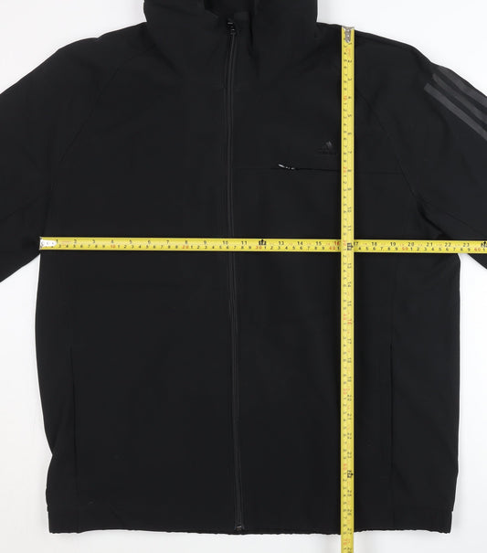 Adidas Men's Black L Soft Shell Hooded Jacket Water Resistant