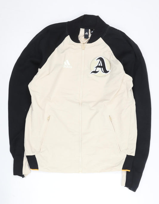 Adidas Men’s Beige Varsity Jacket L Baseball Sports Full Zip