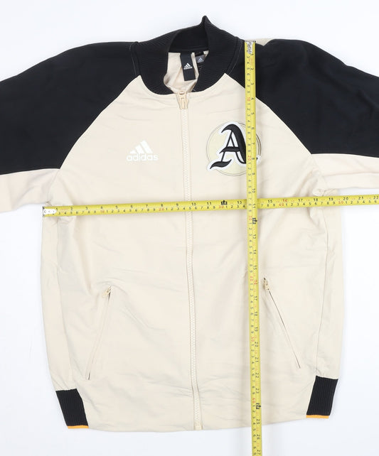 Adidas Men’s Beige Varsity Jacket L Baseball Sports Full Zip