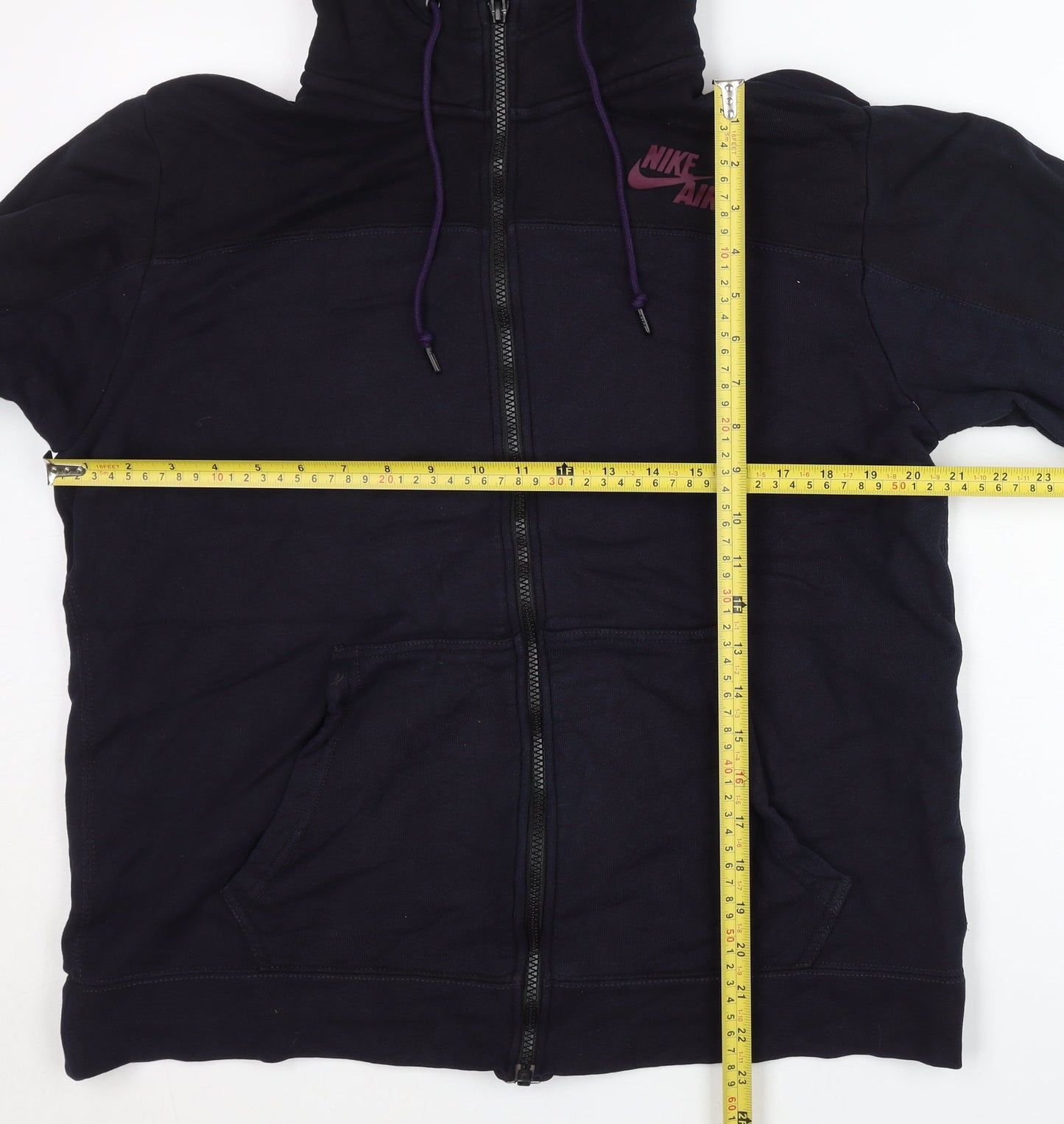 Nike Unisex Adults Blue XL Full Zip Cotton Hoodie with Logo