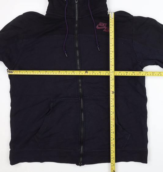 Nike Unisex Adults Blue XL Full Zip Cotton Hoodie with Logo