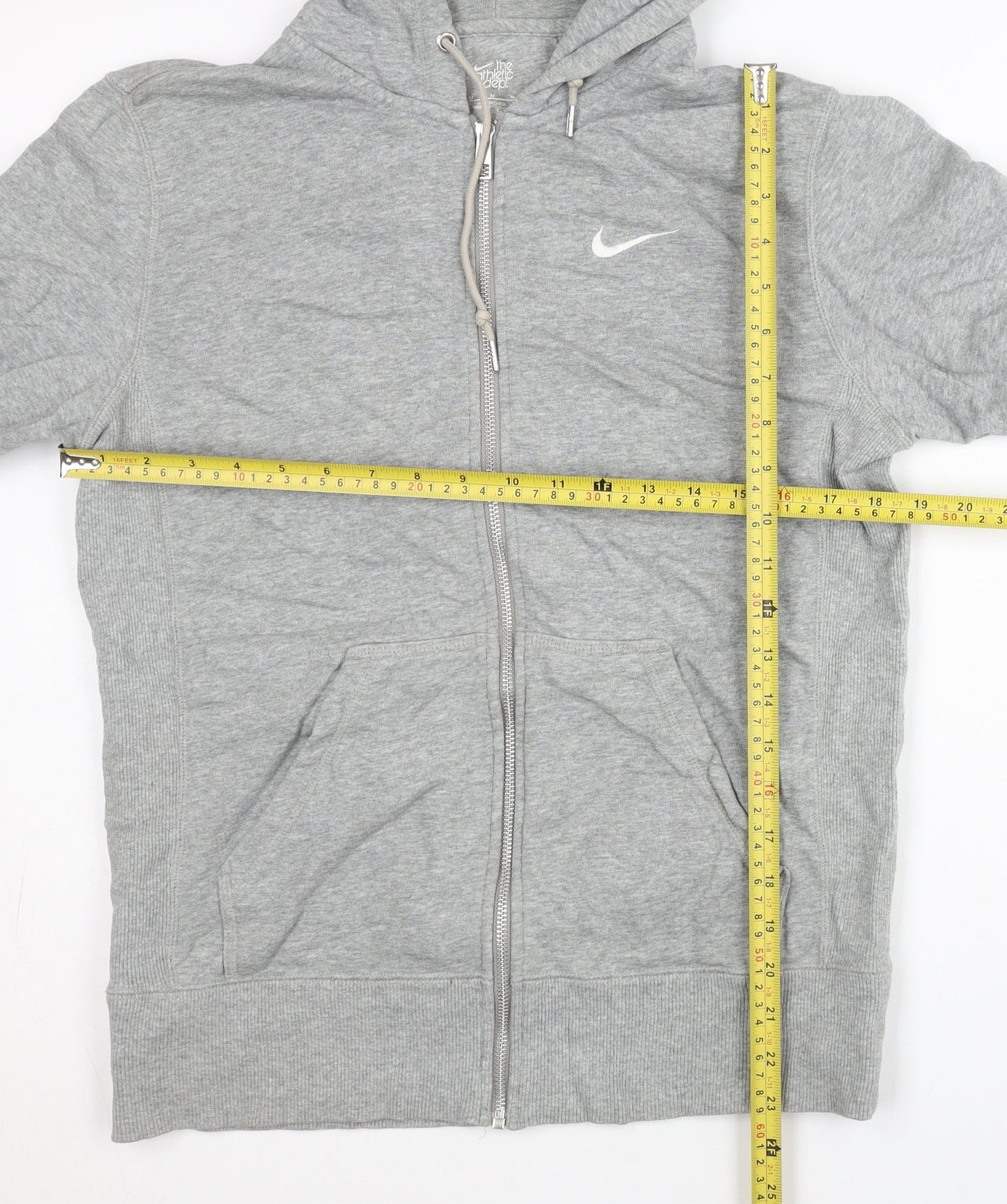 Nike Women's Grey Full Zip Hoodie - M - Cotton, Hooded, Sportswear
